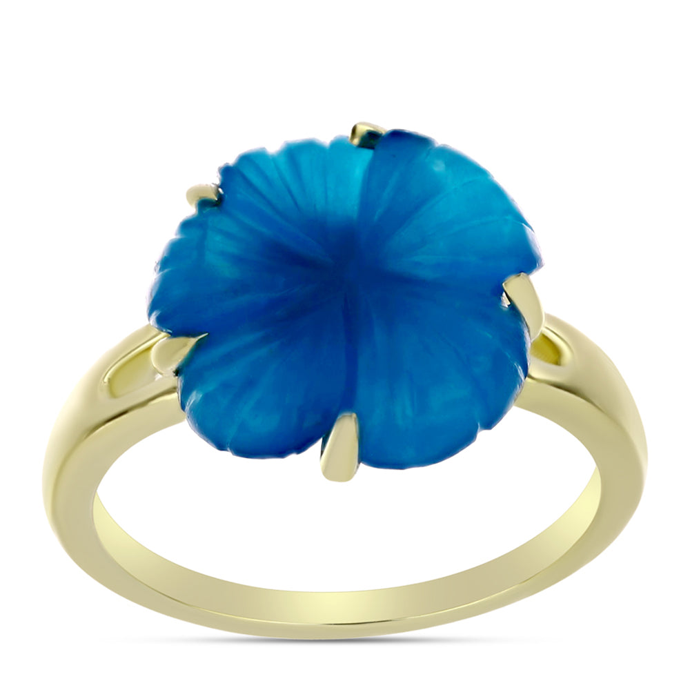 Goldplattierter Silberring mit blauem Jade