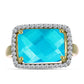 Goldplattierter Silberring mit blauem Jade und weißem Topas