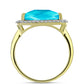 Goldplattierter Silberring mit blauem Jade und weißem Topas
