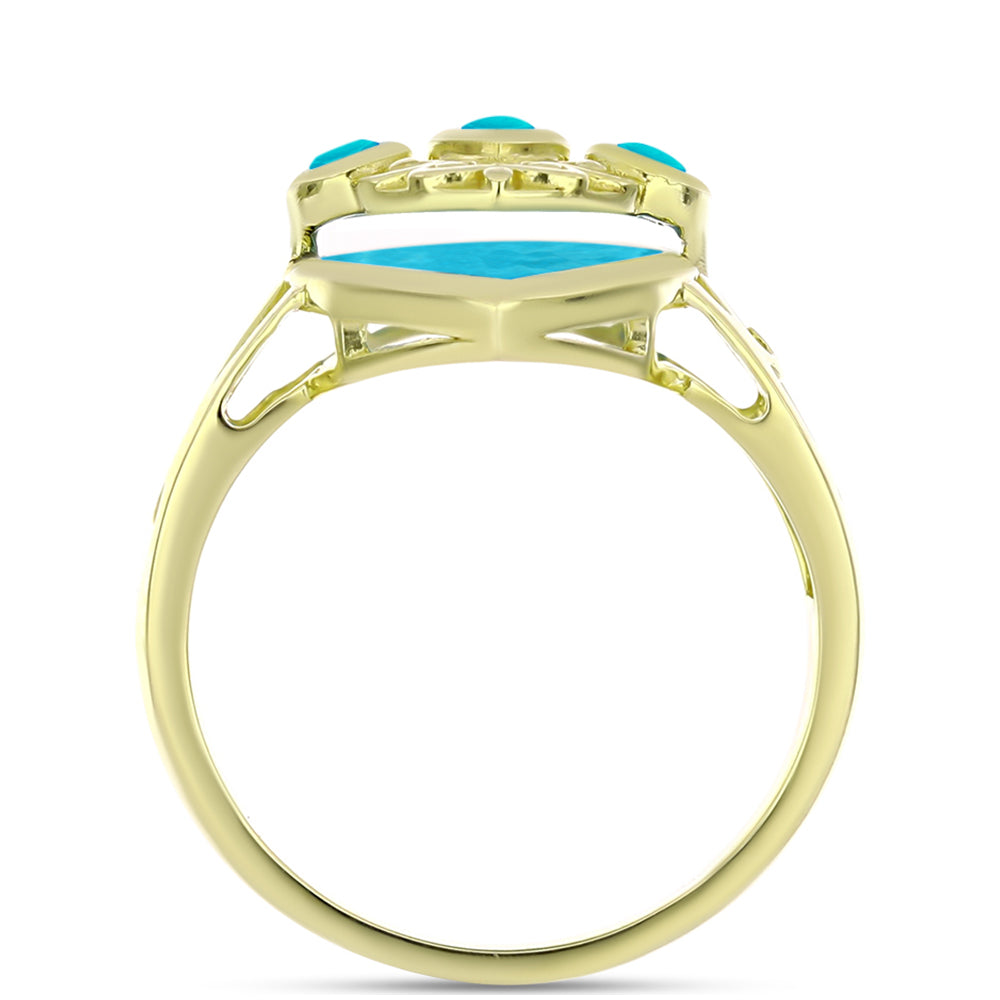 Goldplattierter Silberring mit blauem Jade 2 