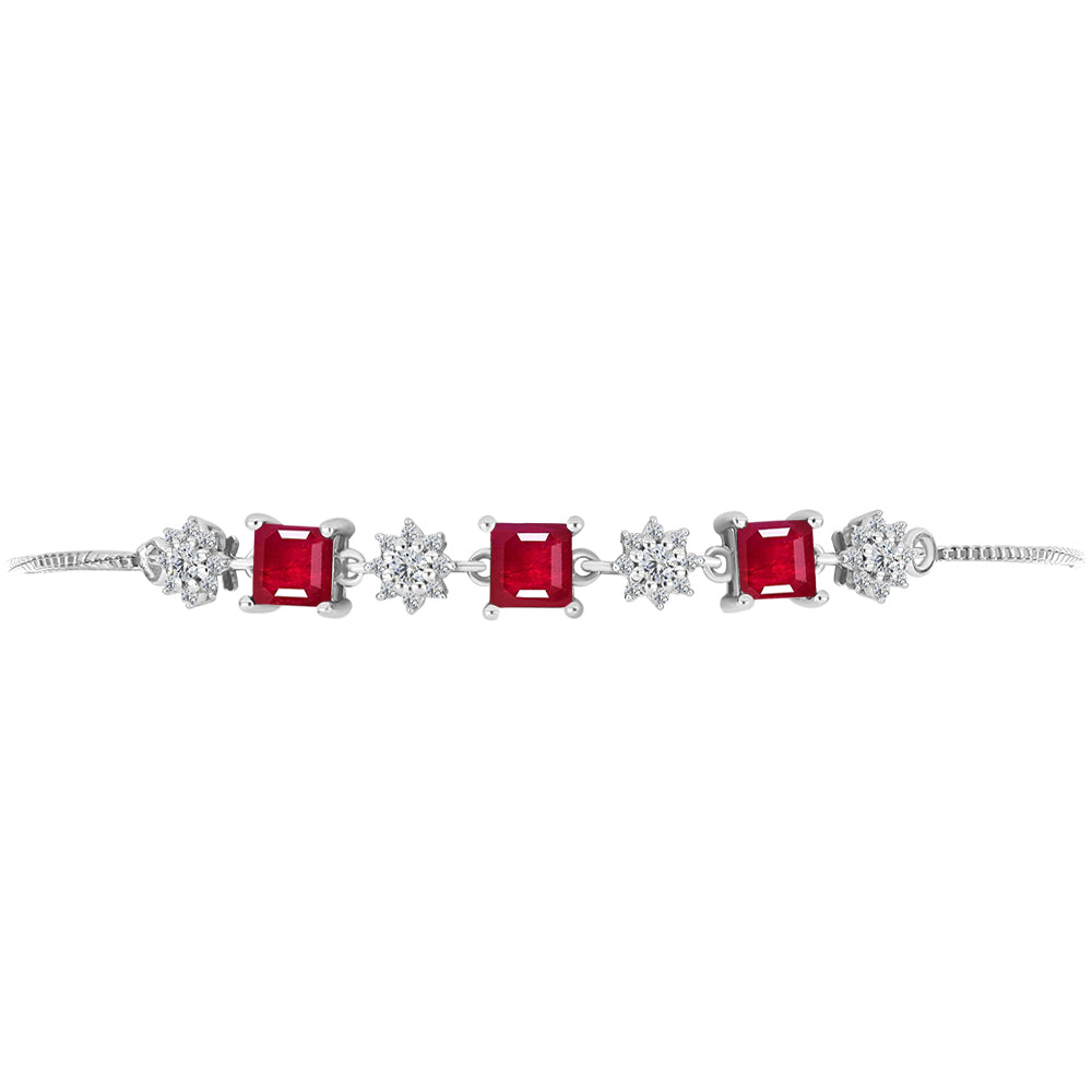 Silberarmband mit Rubin aus Madagaskar und weißem Topas 2 