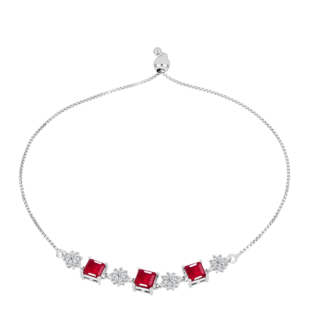Silberarmband mit Rubin aus Madagaskar und weißem Topas 1 