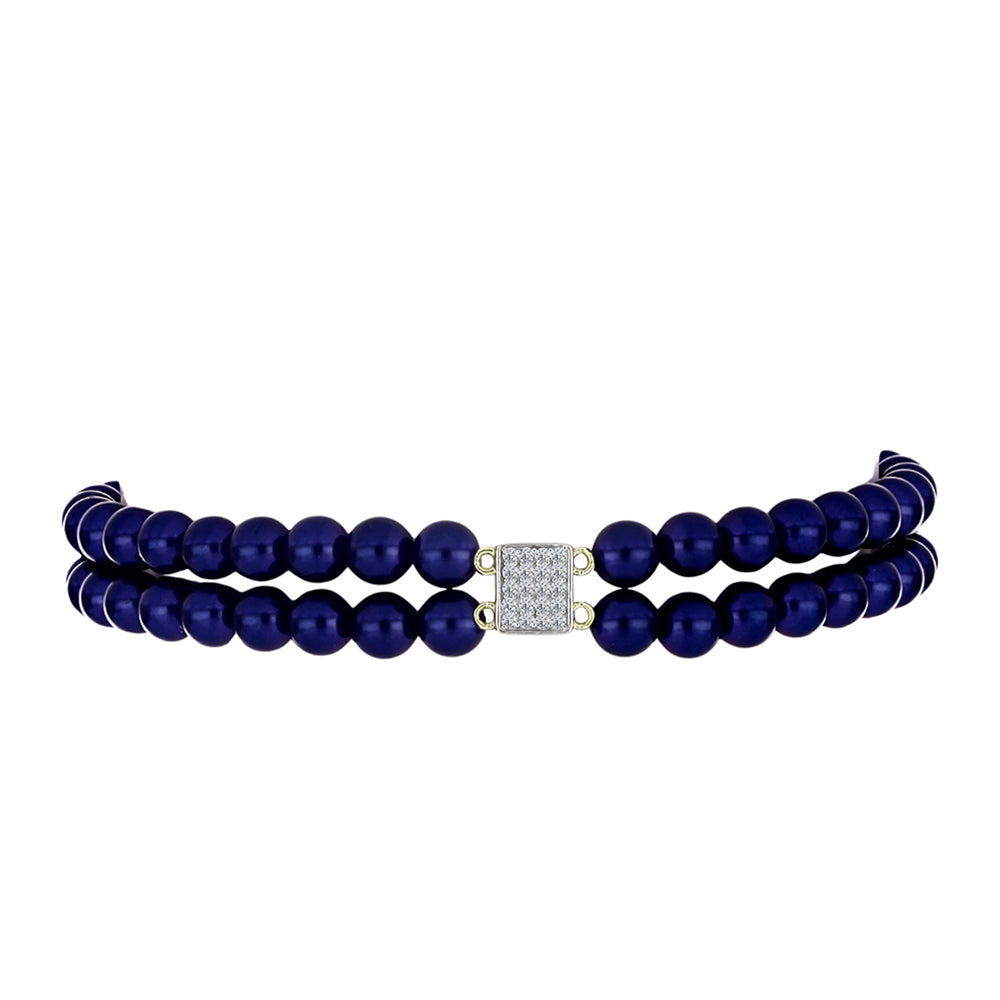 Goldplattiertes Silberarmband mit schwarzer Süßwasserperle und weißem Topas 2 