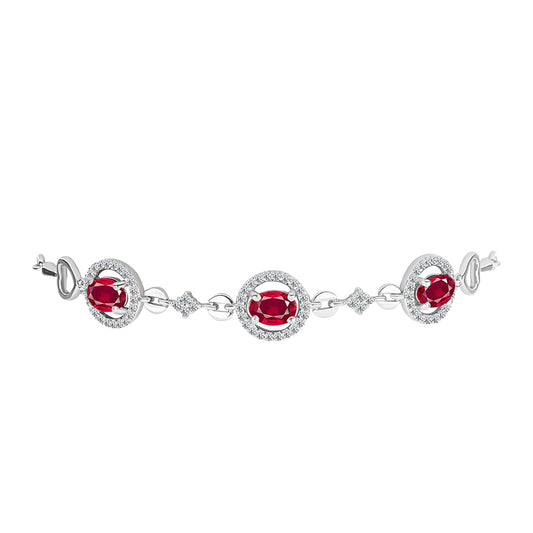 Silberarmband mit Rubin aus Madagaskar und weißem Topas