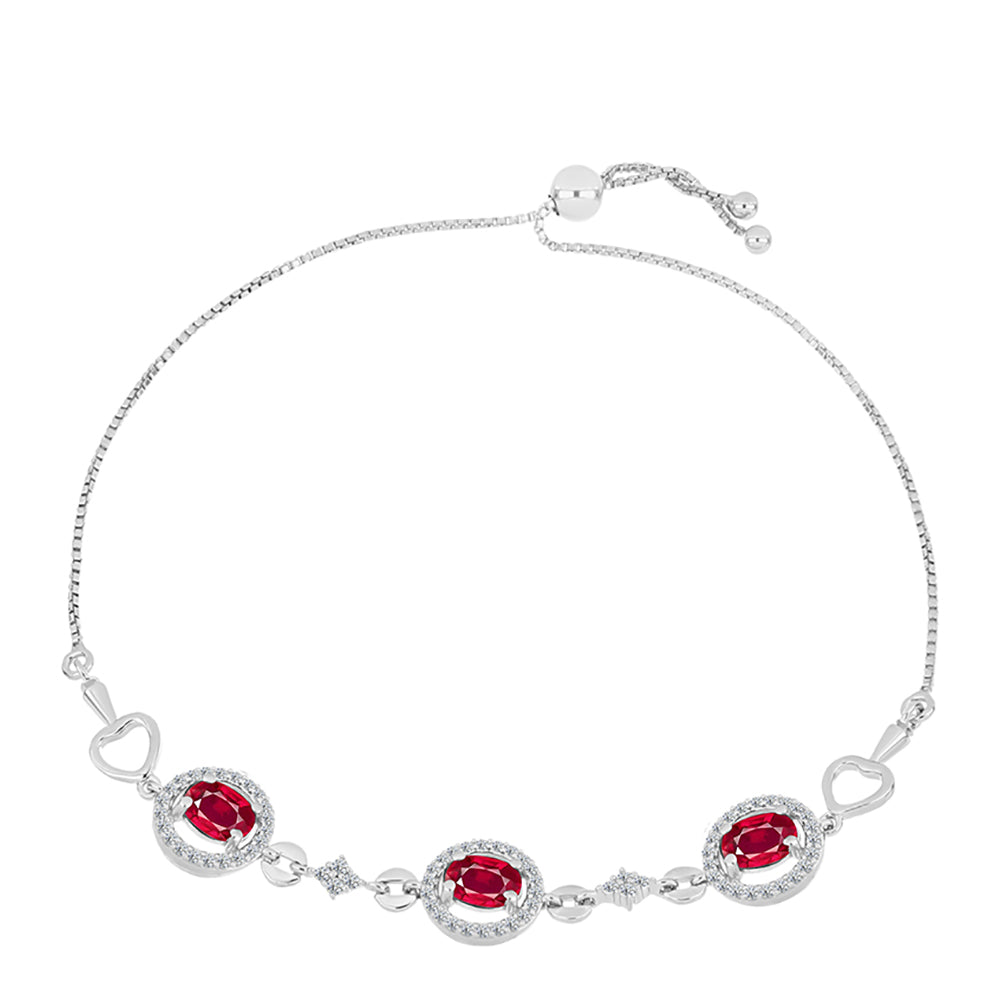 Silberarmband mit Rubin aus Madagaskar und weißem Topas