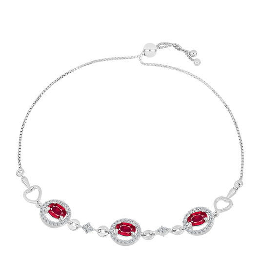 Silberarmband mit Rubin aus Madagaskar und weißem Topas