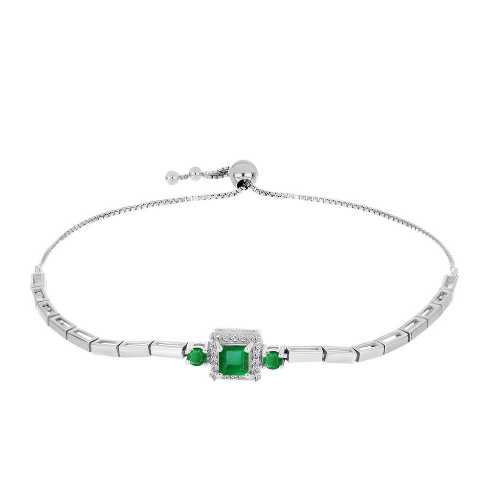 Silberarmband mit sambischem Smaragd und weißem Topas 1 
