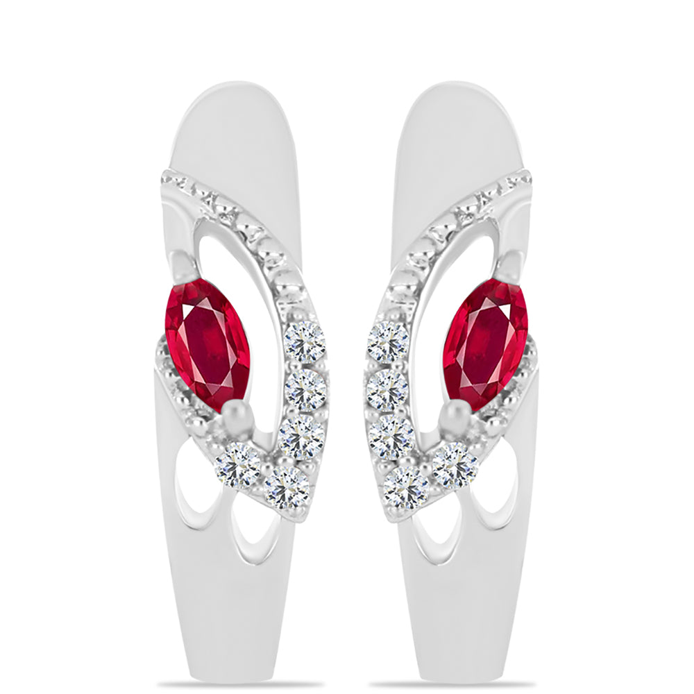 Silberohrringe mit Rubin aus Madagaskar und weißem Topas