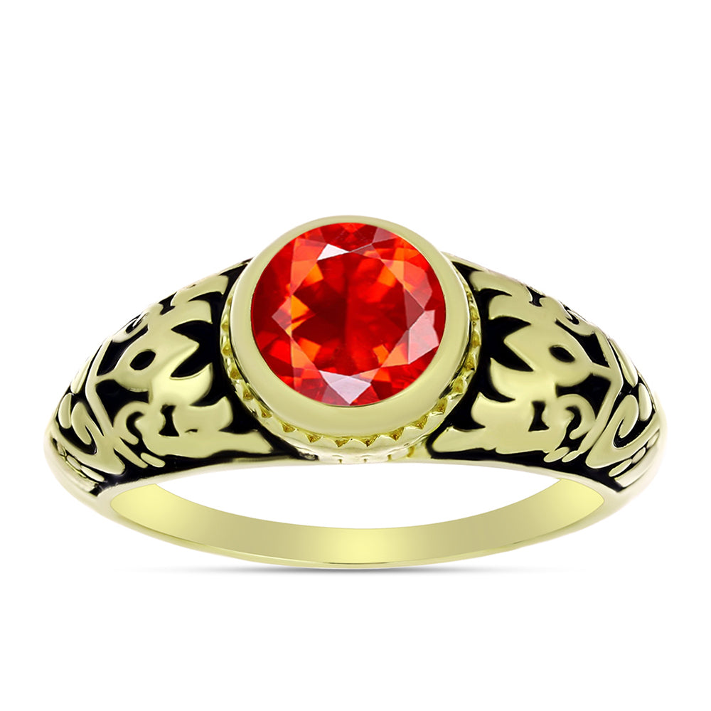 Goldplattierter Silberring mit Feueropal aus Lega Dembi