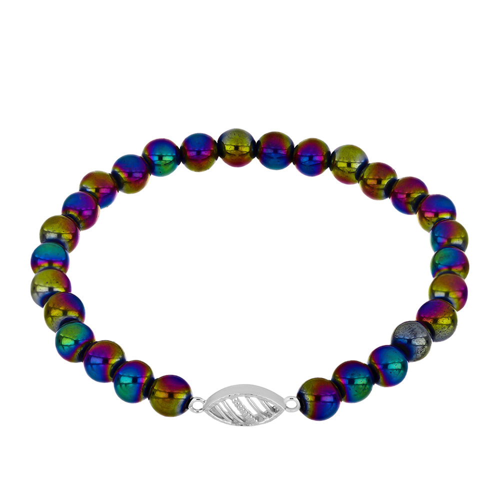 Silberarmband mit mystischem grünem Hämatitquarz 1 