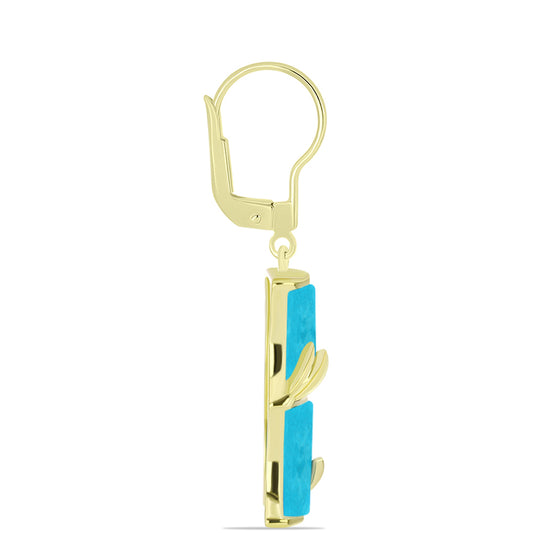 Goldplattierte Silberohrringe mit blauem Jade
