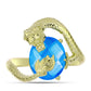 Goldplattierter Silberring mit blauem Jade