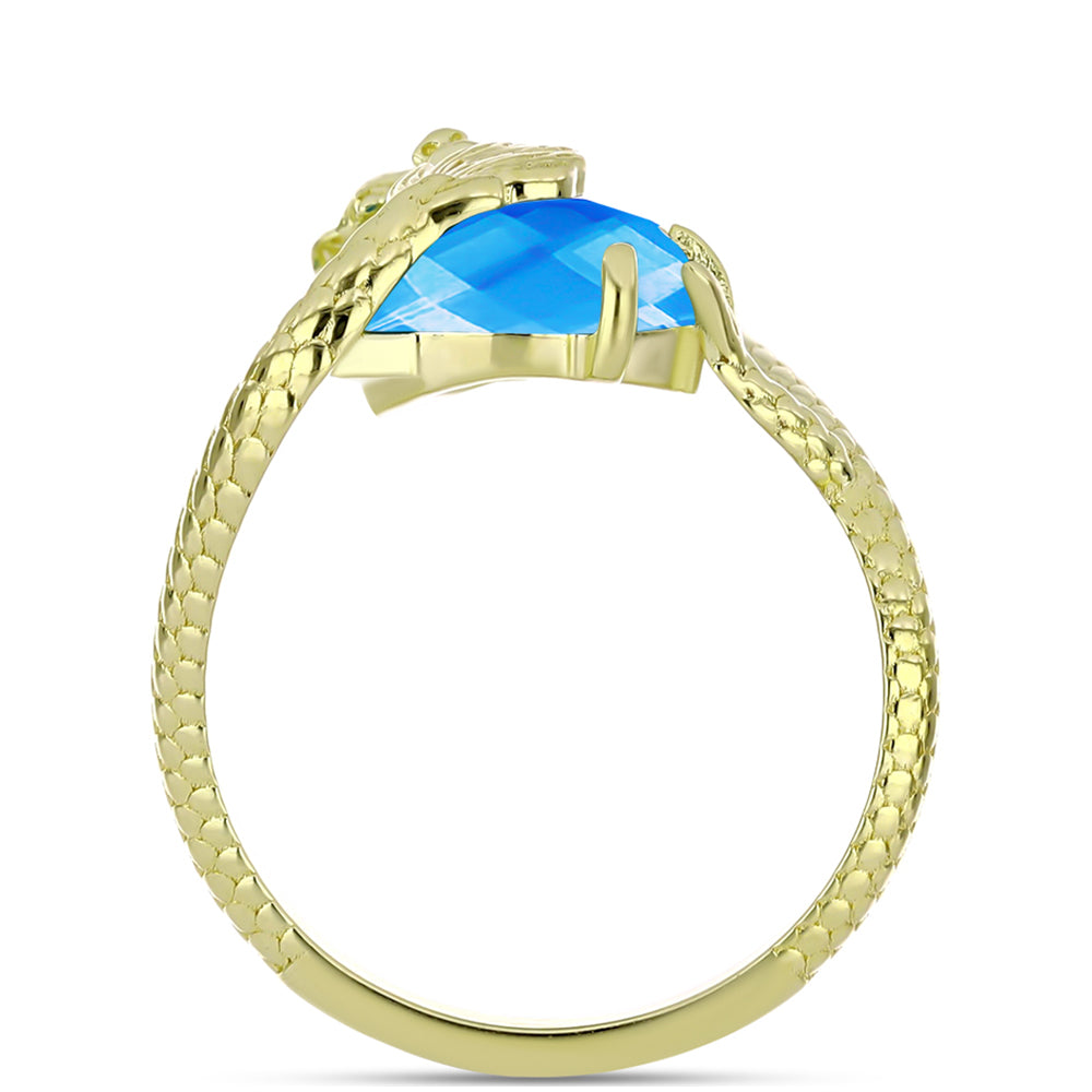 Goldplattierter Silberring mit blauem Jade 2 
