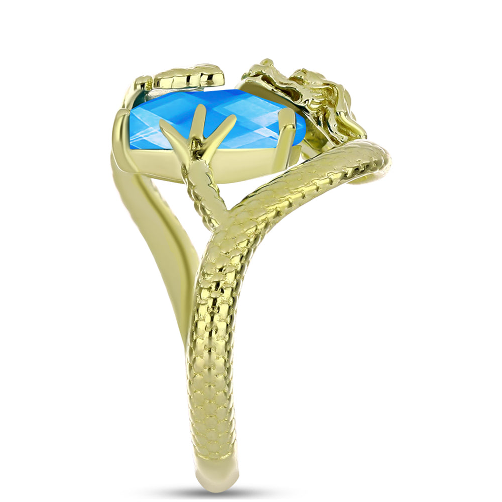 Goldplattierter Silberring mit blauem Jade 4 
