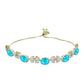 Goldplattiertes Silberarmband mit blauem Jade und weißem Topas
