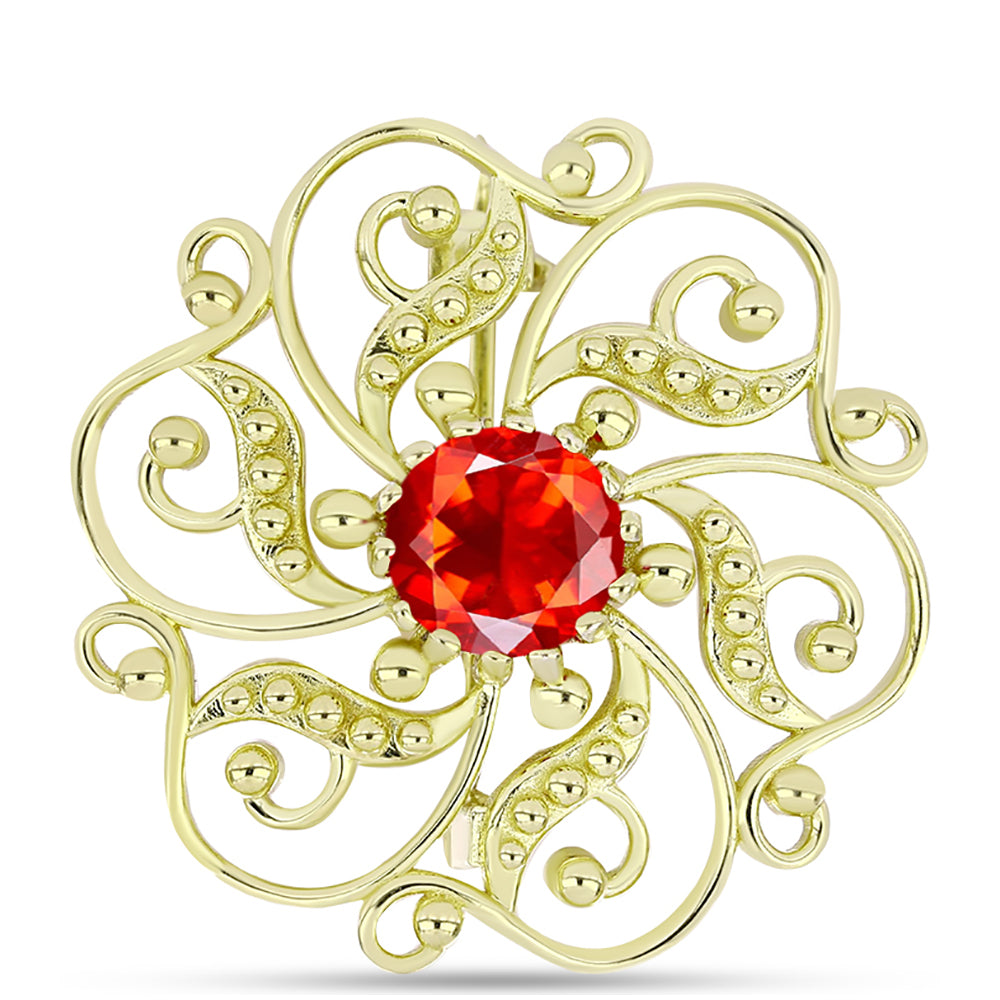 Goldplattierte Silberbrosche mit Feueropal aus Lega Dembi 1 