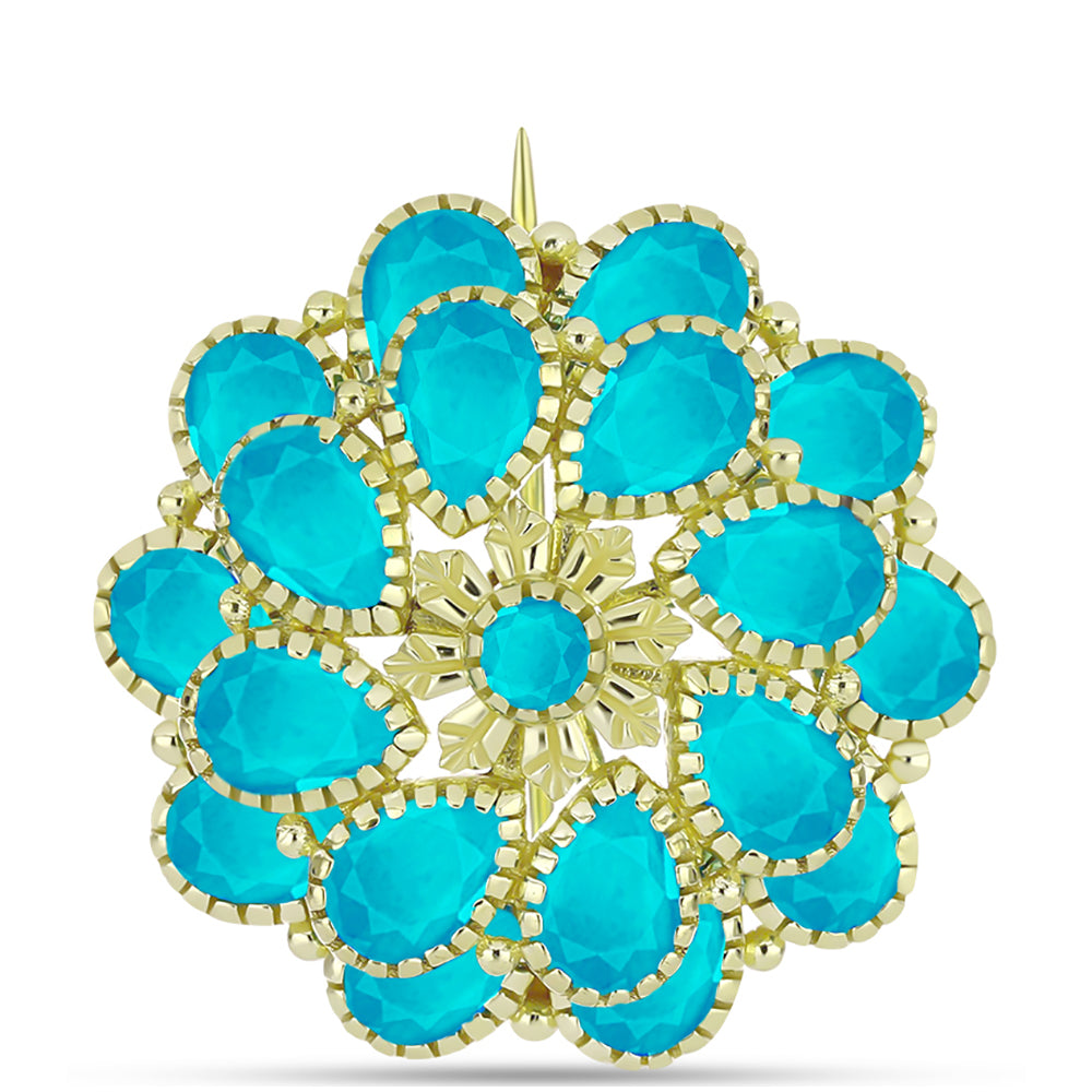 Goldplattierte Silberbrosche mit blauem Jade