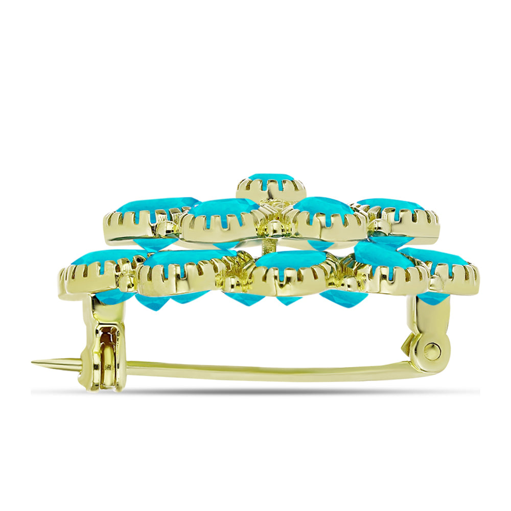 Goldplattierte Silberbrosche mit blauem Jade 2 