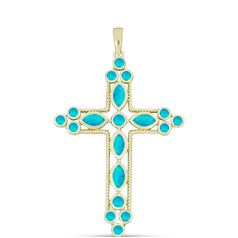 Goldplattierter Silberanhänger mit blauem Jade