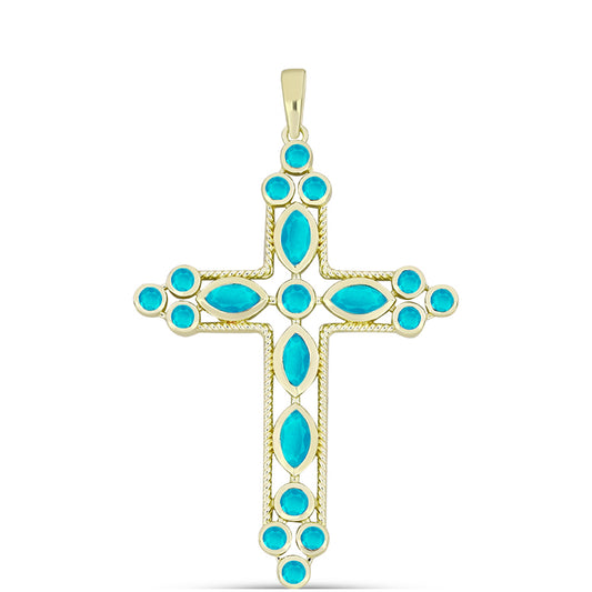 Goldplattierter Silberanhänger mit blauem Jade