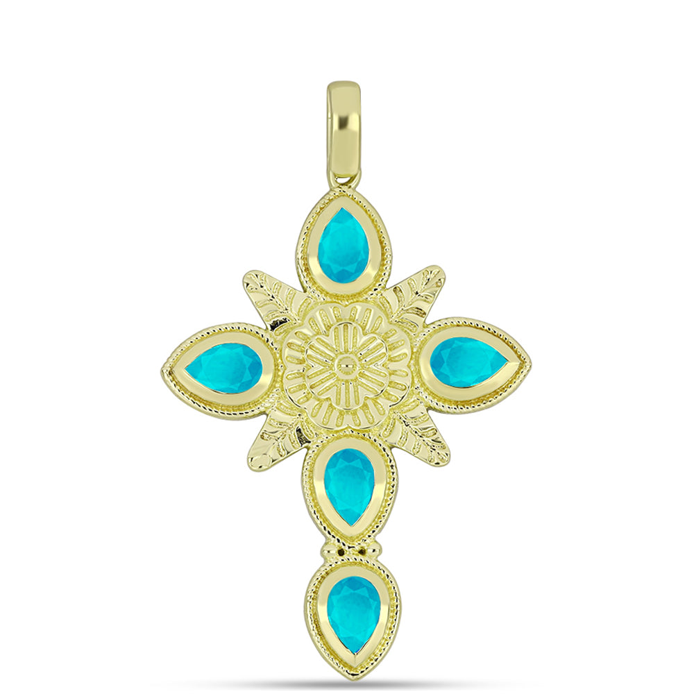 Goldplattierter Silberanhänger mit blauem Jade 1 