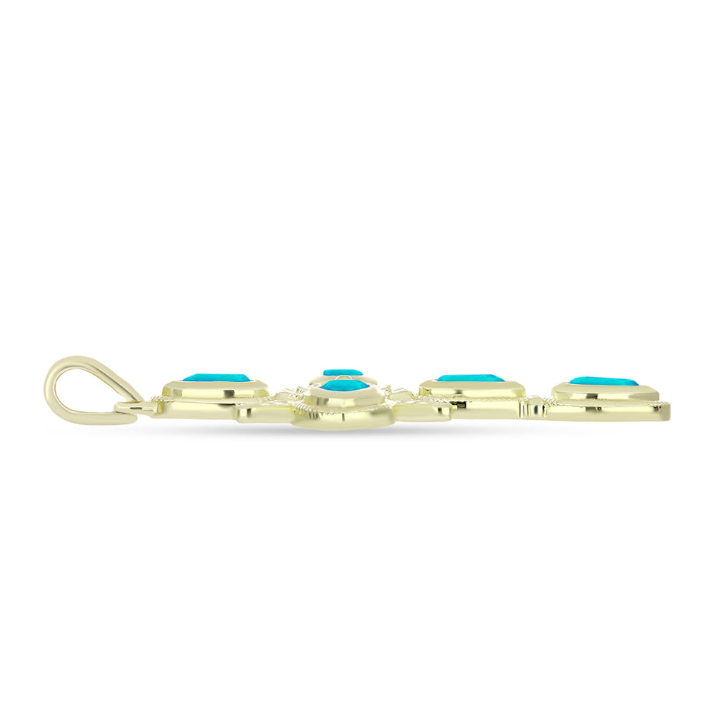 Goldplattierter Silberanhänger mit blauem Jade 2 