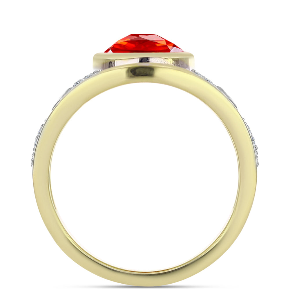 Goldplattierter Silberring mit Feueropal aus Lega Dembi und weißem Zirkon 2 