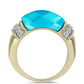 Goldplattierter Silberring mit blauem Jade und weißem Topas