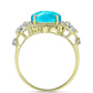 Goldplattierter Silberring mit blauem Jade und weißem Topas