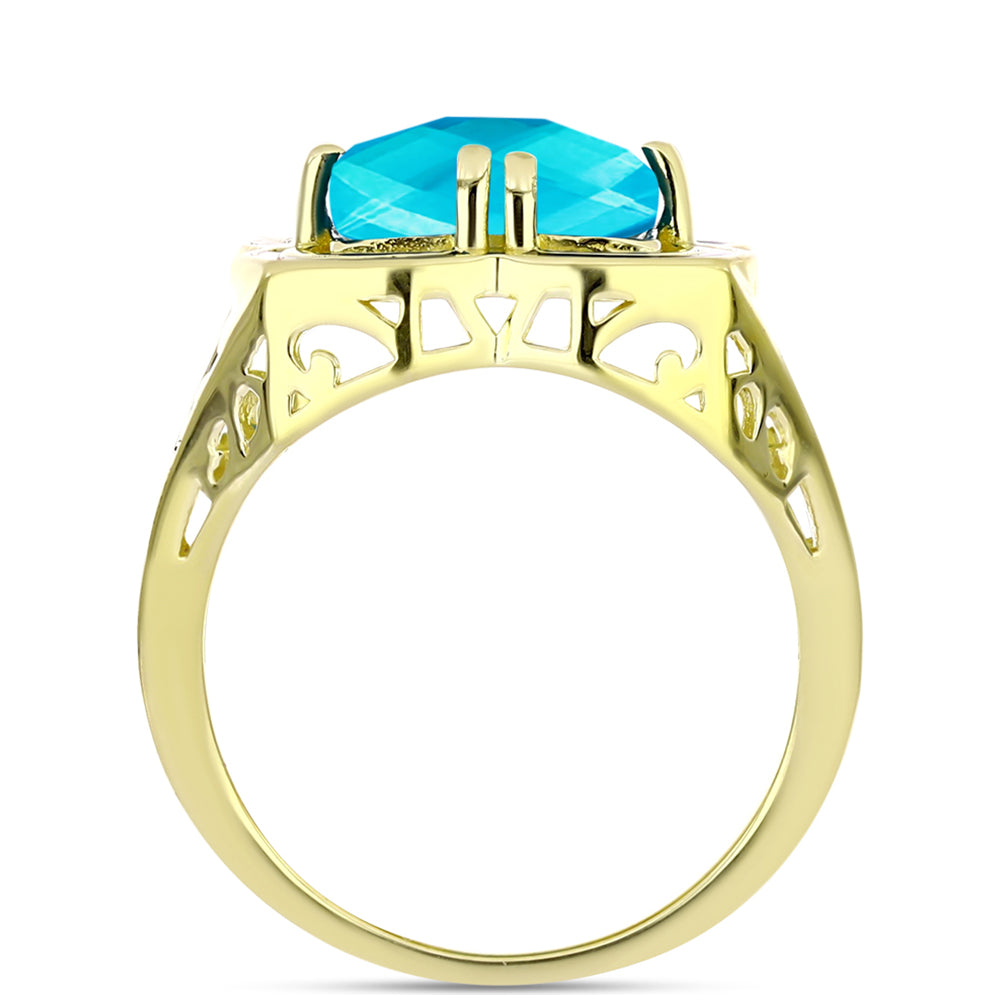 Goldplattierter Silberring mit blauem Jade
