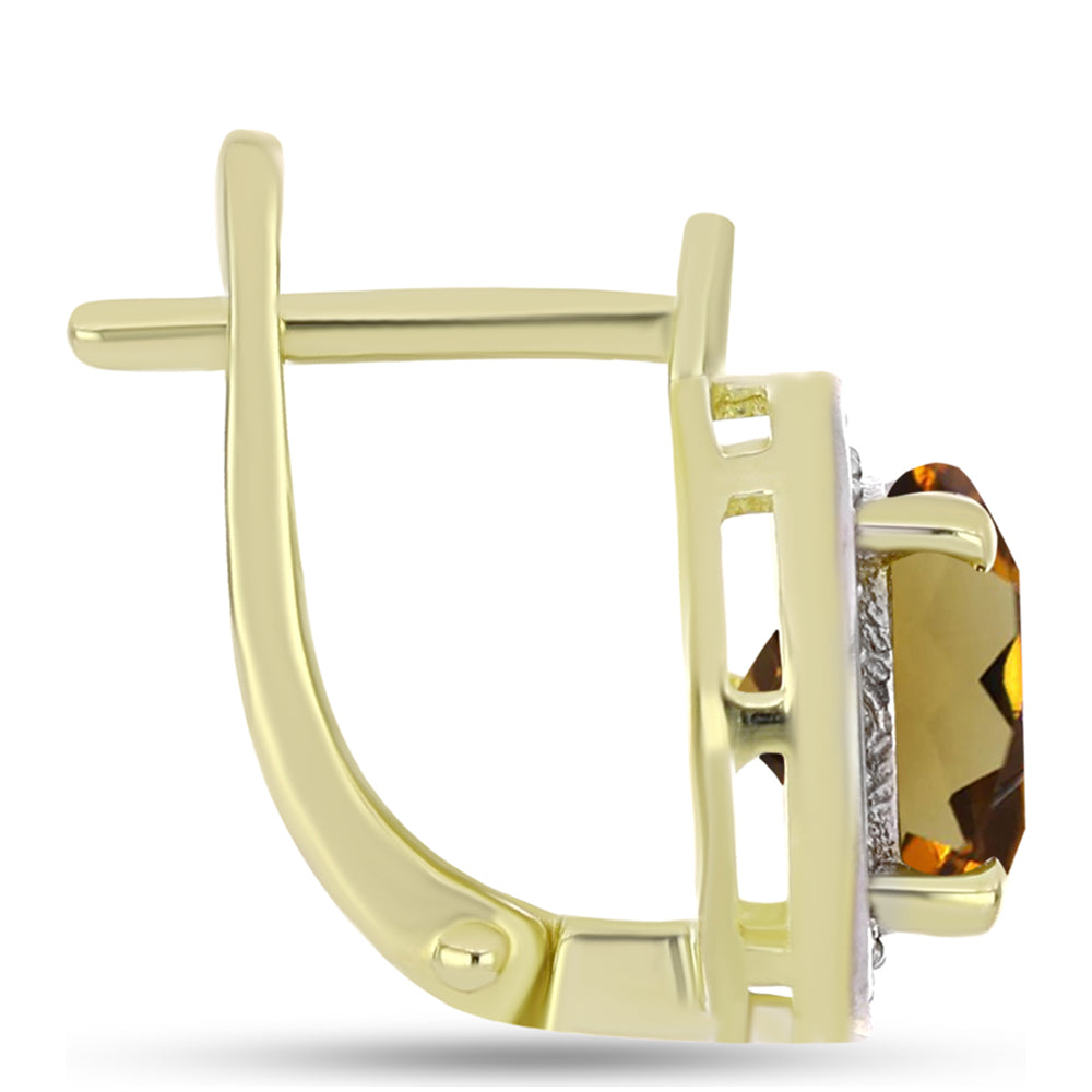 Goldplattierte Silberohrringe mit Cognac-Quarz und weißem Topas 2 