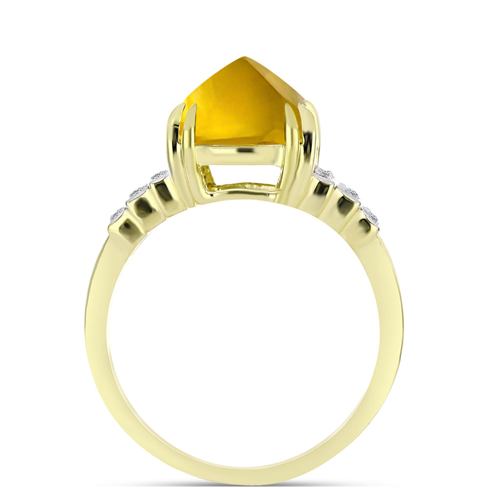 Goldplattierter Silberring mit Cognac-Quarz und weißem Topas