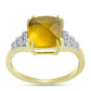 Goldplattierter Silberring mit Cognac-Quarz und weißem Topas