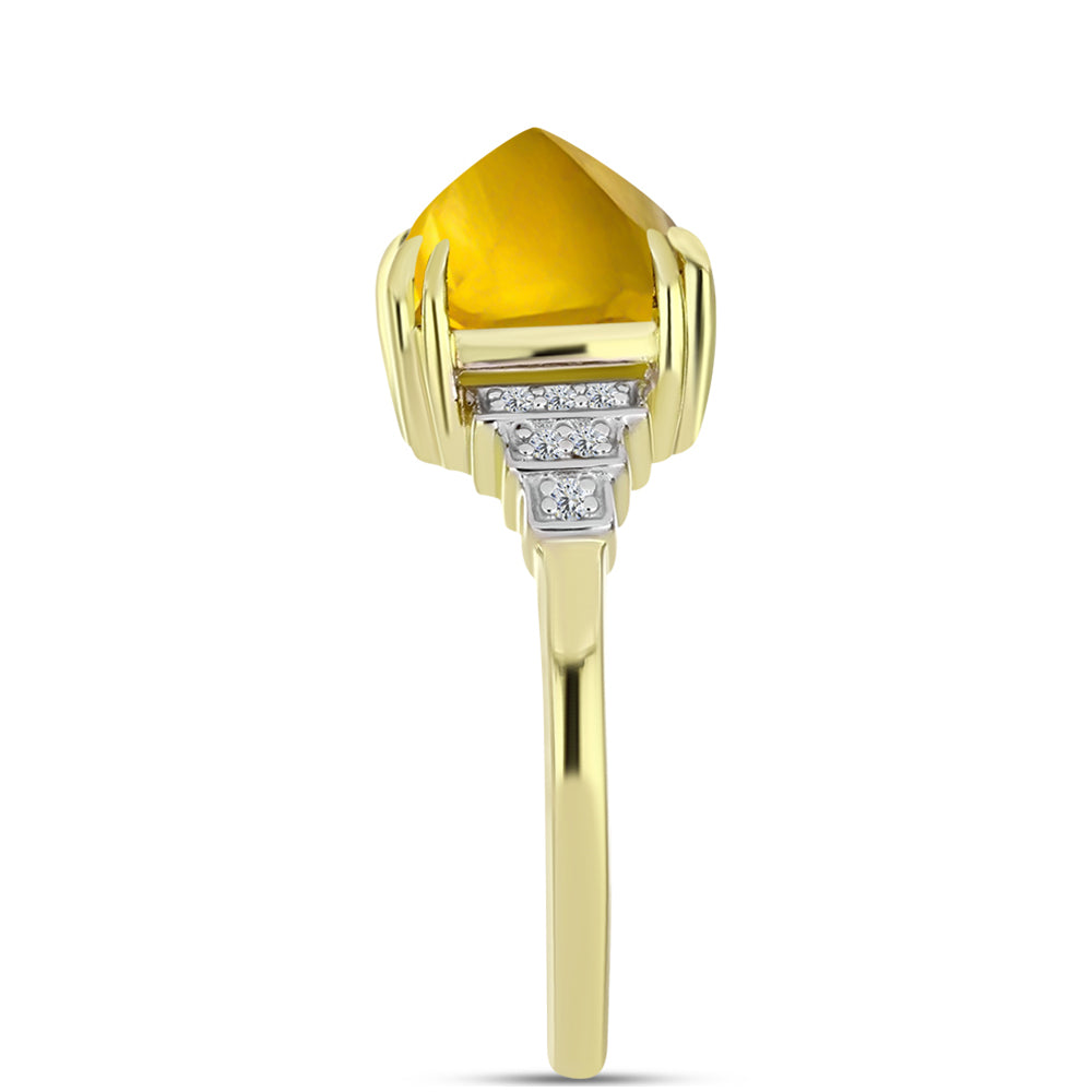Goldplattierter Silberring mit Cognac-Quarz und weißem Topas 4 