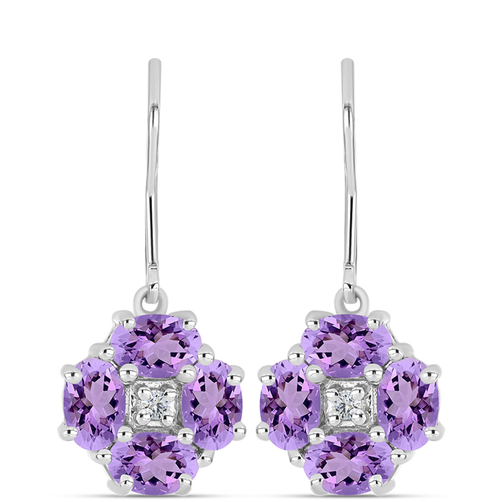 Silberohrringe mit Rose De France Amethyst und weißem Topas 1 