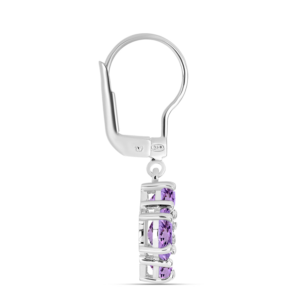 Silberohrringe mit Rose De France Amethyst und weißem Topas