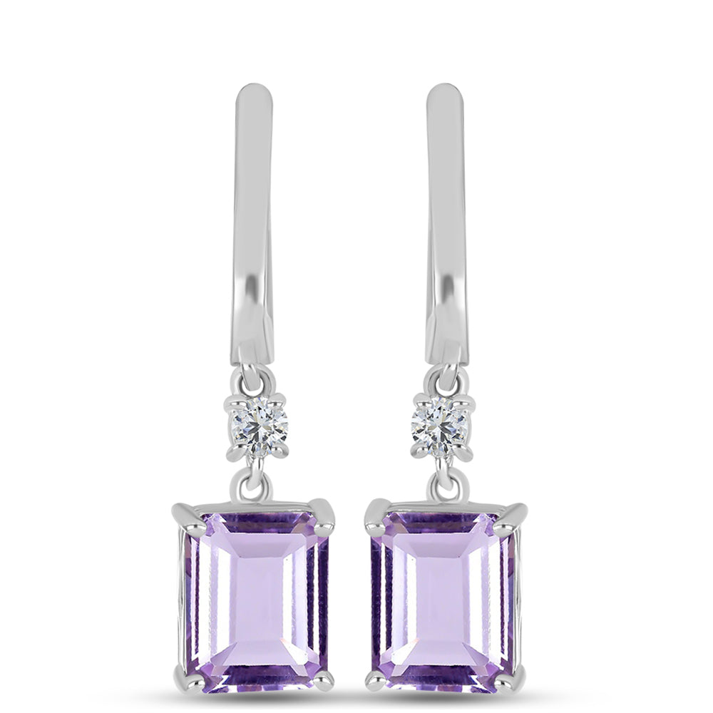Silberohrringe mit Rose De France Amethyst und weißem Topas