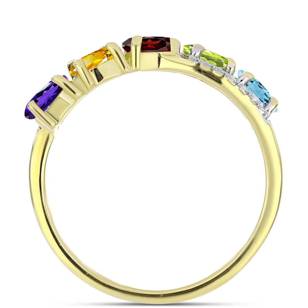Goldplattierter Silberring mit marokkanischem Amethyst und Zitrin aus dem Ural