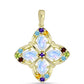 Goldplattierter Silberanhänger mit Regenbogenmondstein und marokkanischem Amethyst