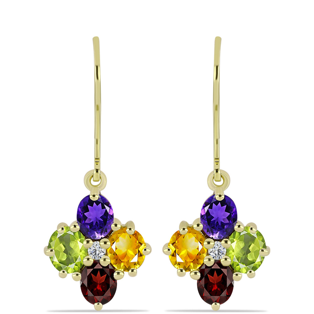 Goldplattierte Silberohrringe mit marokkanischem Amethyst und Zitrin aus dem Ural