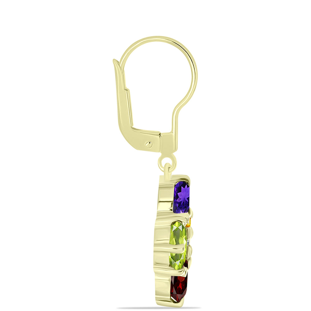 Goldplattierte Silberohrringe mit marokkanischem Amethyst und Zitrin aus dem Ural