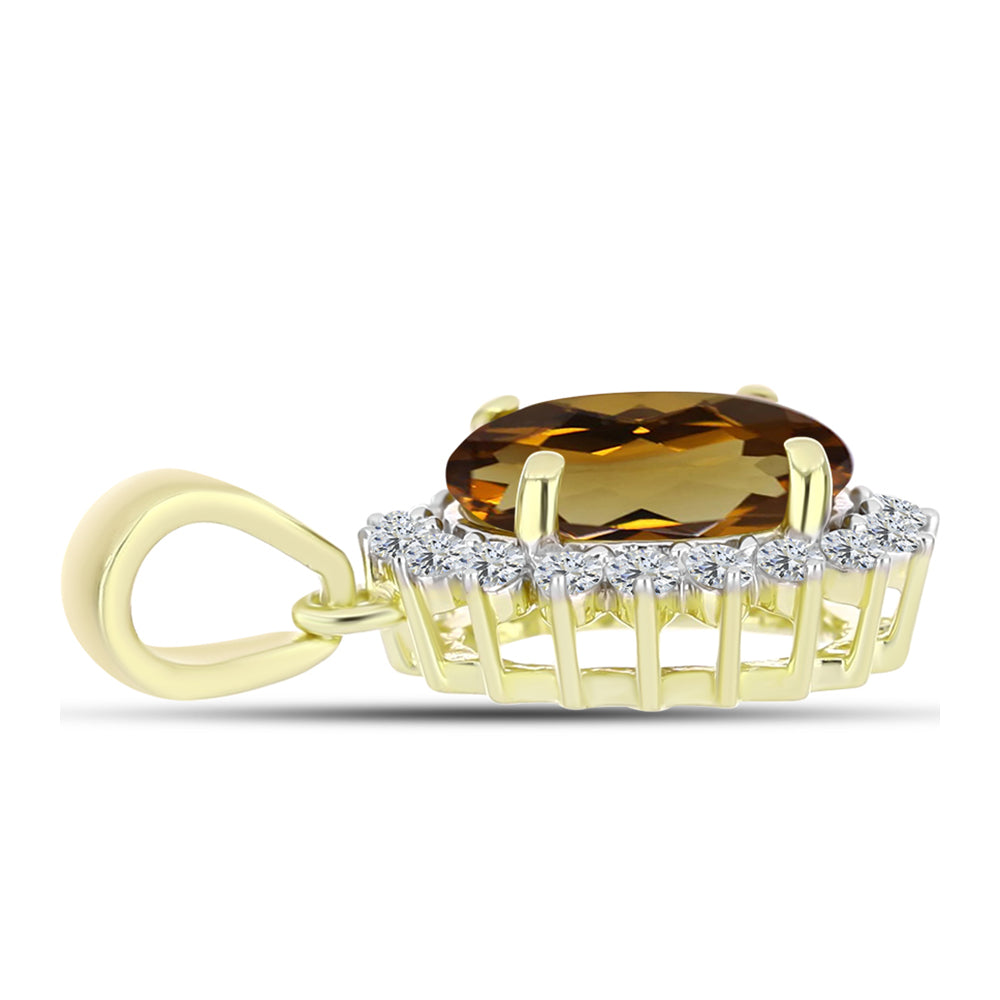 Goldplattierter Silberanhänger mit Cognac-Quarz und weißem Topas 2 