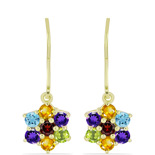 Goldplattierte Silberohrringe mit marokkanischem Amethyst und Zitrin aus dem Ural