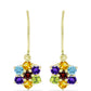 Goldplattierte Silberohrringe mit marokkanischem Amethyst und Zitrin aus dem Ural