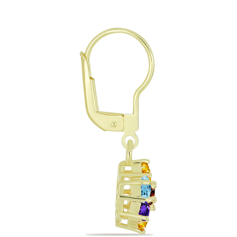 Goldplattierte Silberohrringe mit marokkanischem Amethyst und Zitrin aus dem Ural 2 