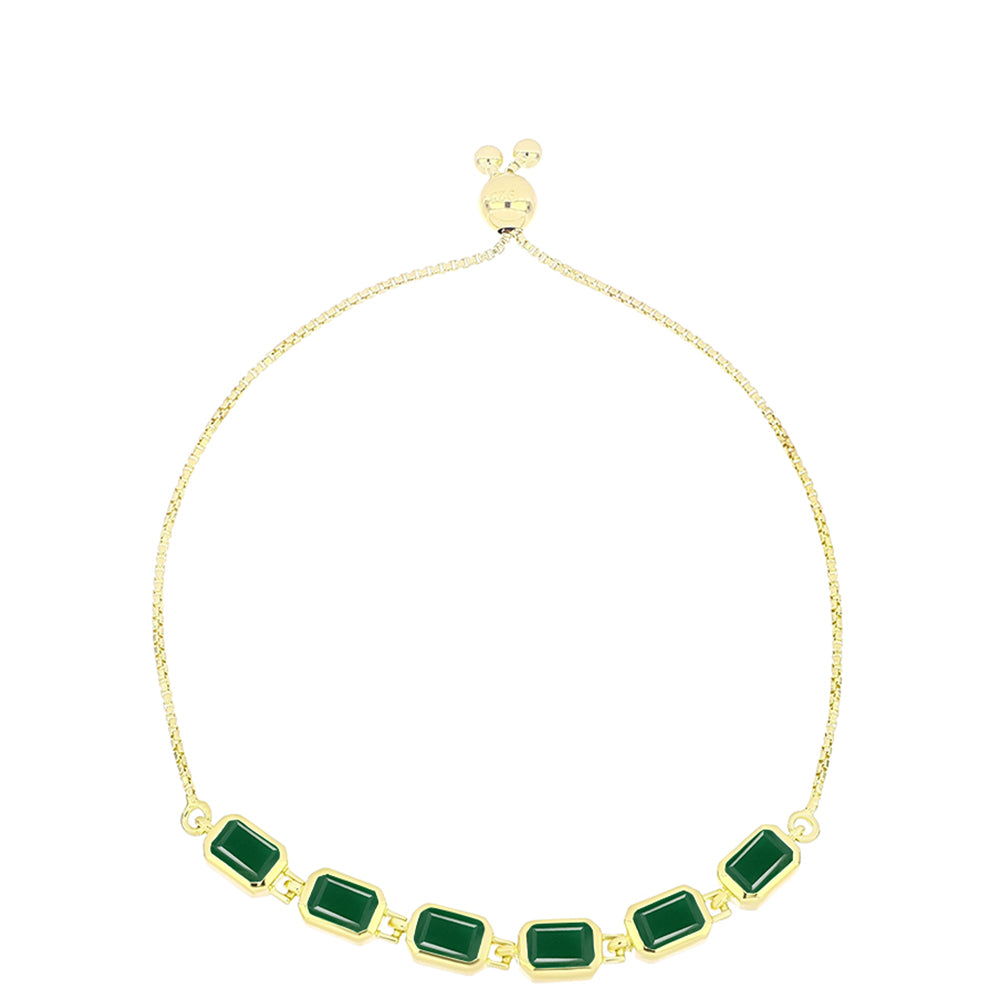 Goldplattiertes Silberarmband mit grünem Achat