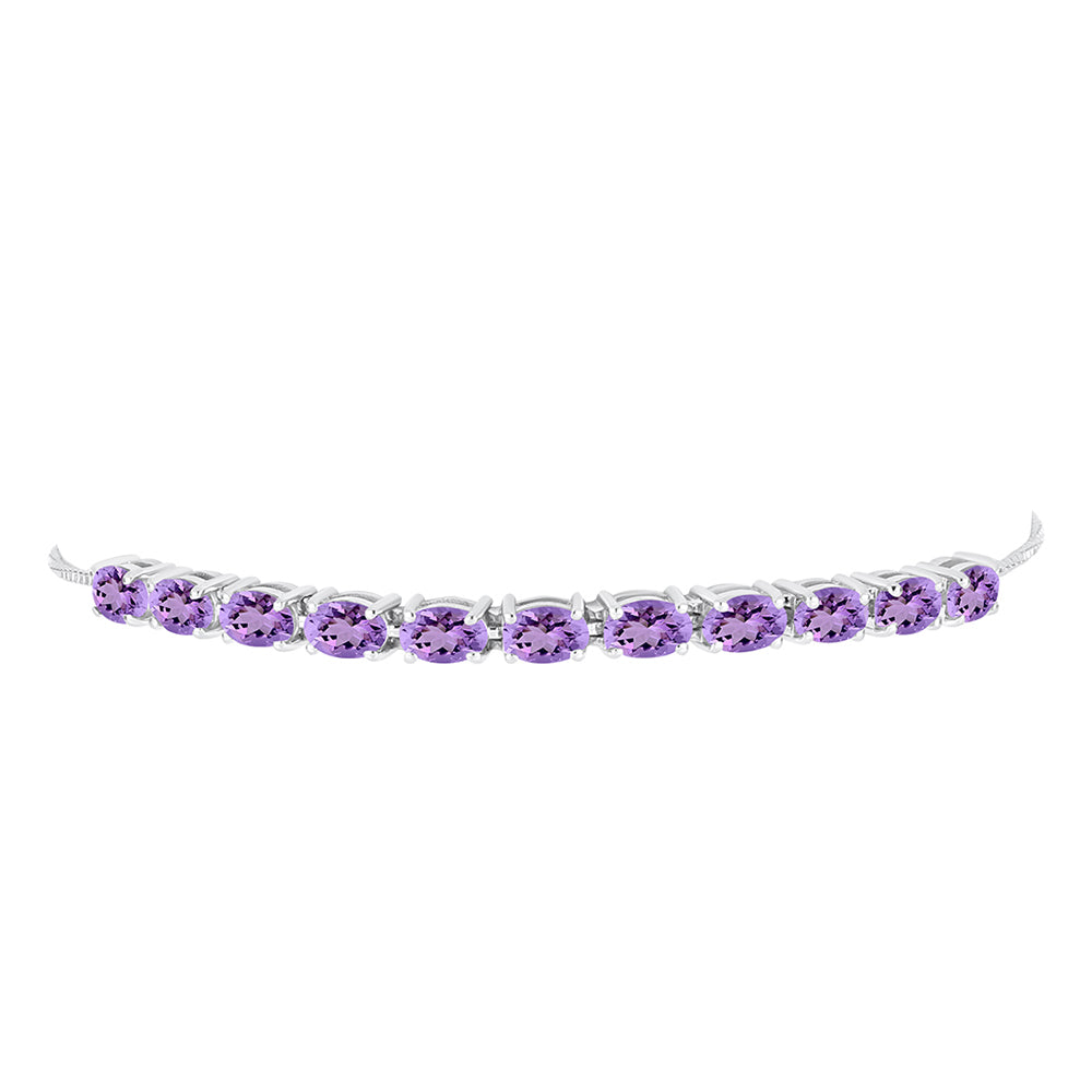 Silberarmband mit Rose De France Amethyst 2 