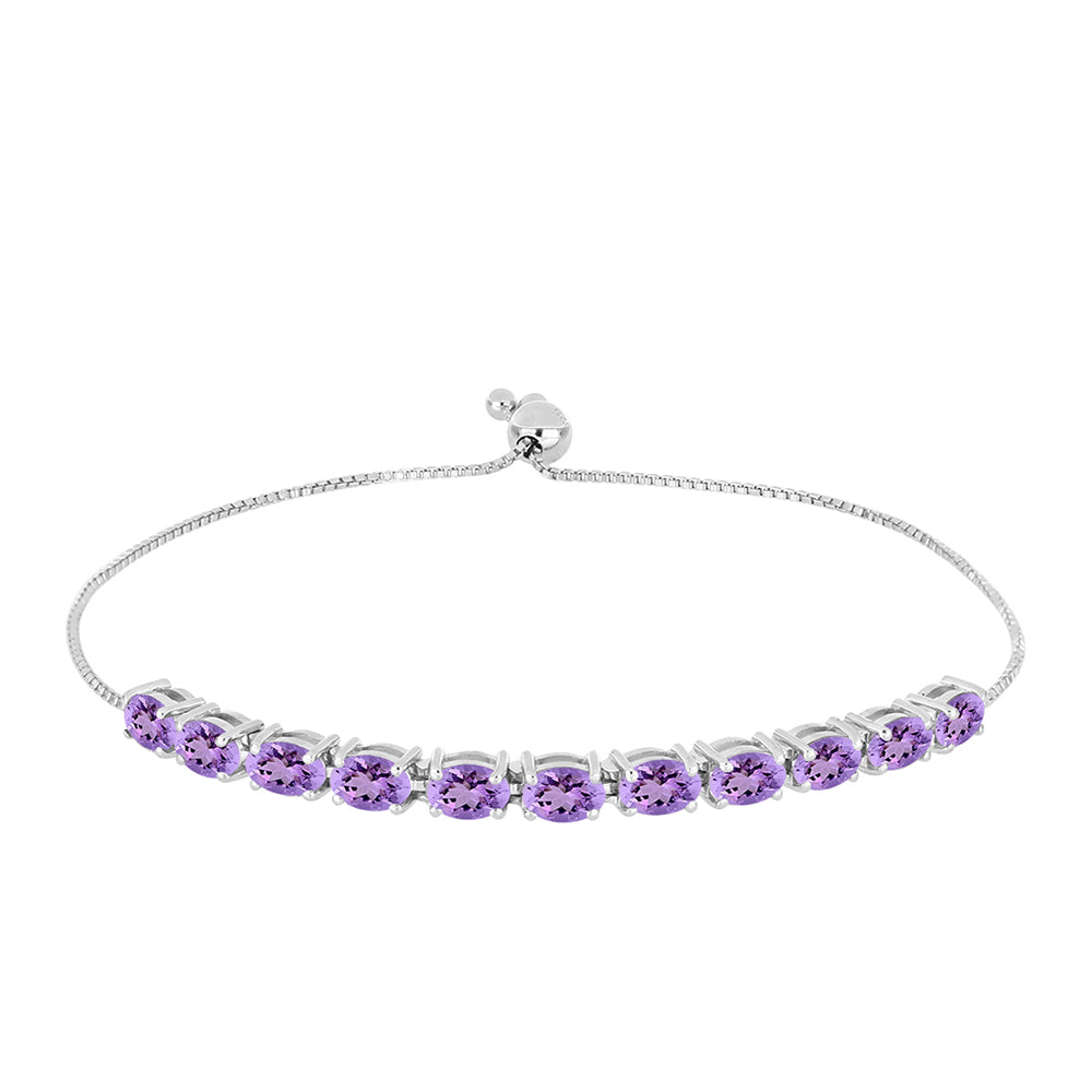 Silberarmband mit Rose De France Amethyst 1 