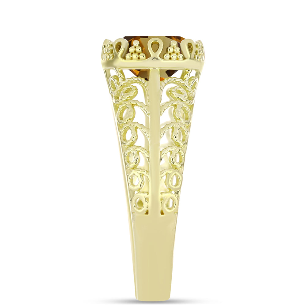 Goldplattierter Silberring mit Cognac-Quarz