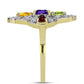 Goldplattierter Silberring mit marokkanischem Amethyst und Zitrin aus dem Ural